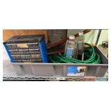 Utility Bin with Tools, Hose, and Organizer