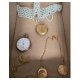 Gold Pocket Watches and Beaded Pearl Necklace