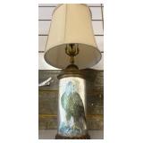 Table Lamp With Eagle Motif and Fabric Shade