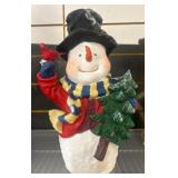 Painted Snowman Figurine with Hat and Accessories