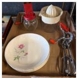 Kitchen Utensils and Rose Pattern Bowls