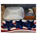 Patriotic Star Dish Set and Glass Tray