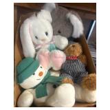 Plush Toys Including Animals and Snowman