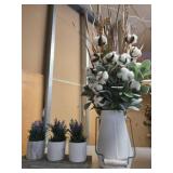 Decorative Faux Cotton and Lavender Arrangements