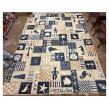Nautical-Themed Area Rug in Beige and Blue