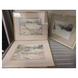 Framed Watercolor Prints by Various Artists