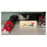 Toy Trucks and Tractor-Trailer Bank Set