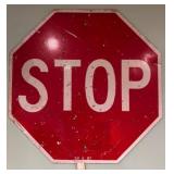 Red Octagonal Metal Stop Sign, 3M Dated 1987