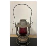 Dietz Vesta Metal Lantern with Red Glass Globe