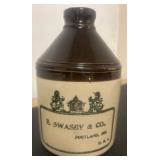 Brown Stoneware Jug by E. Swasey & Co., Portland