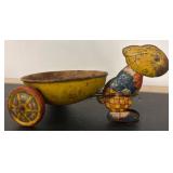 Tin Lithographed Rabbit Pull Cart Toy