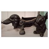 Cast Iron Dachshund and Squirrel Figurines