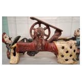 Cast Iron Mechanical Frog and Figures Toy