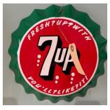 12in 7-Up Bottle Cap Metal Sign