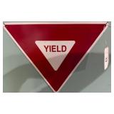 Red Metal Yield Sign, 14x12 Inches