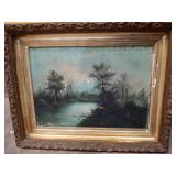 Framed Landscape Oil Painting on Canvas