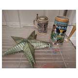 Ceramic Steins with Sports and German Designs