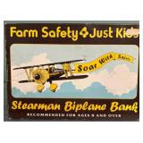 Farm Safety Stearman Biplane Bank Boxed