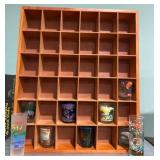 Wooden Shot Glass Display Case with Glasses