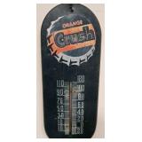 Vintage Orange Crush Metal Thermometer Sign