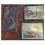 Three Framed Paintings and Prints by Lionel Barrym
