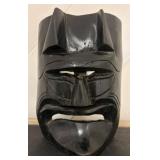 Carved Wooden Face Mask, Black Finish