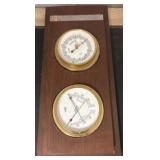 Wooden Wall-Mount Barometer with Thermometer
