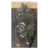 Black Decorative Mask with Wire Accents