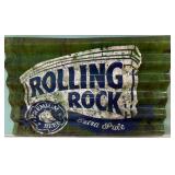 Rolling Rock Corrugated Metal Sign, 20x12
