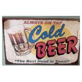 Always On Tap Cold Beer Metal Wall Sign