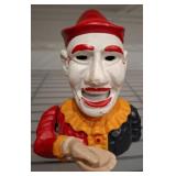 Painted Cast Iron Mechanical Clown Bank