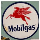 Mobilgas Pegasus Porcelain Sign, 24in Diameter