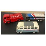 Die-Cast Texaco Truck, Greyhound Bus, and VW Van