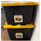 Two Black and Yellow Tough Box Storage Bins