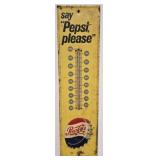 Pepsi-Cola Metal Advertising Thermometer Sign