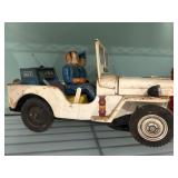 Tin Police Jeep Toy with Driver and Passenger