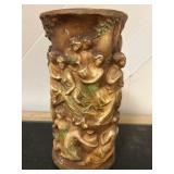 Gold-Tone Vase With Raised Figures