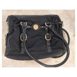 Etienne Aigner Black Nylon Tote with Leather Trim