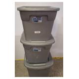 Stacked Gray Plastic Storage Totes