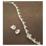 Monet Silver-Tone Necklace and Clip-On Earrings Se