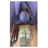 Helmet, Canteen with Strap, and Wooden Nunchaku Se