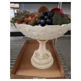 Ceramic Pedestal Bowl With Faux Fruit Display