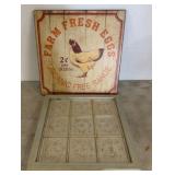 Farm Fresh Eggs Sign and Framed Tin Panels