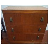 Wooden Three-Drawer Chest With Metal Pulls