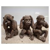 Trio of Hear-No-Evil Monkey Figurines in Brown