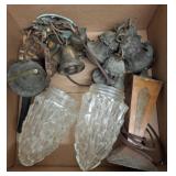Box Lot of Mixed Vintage Light Fixtures
