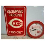 Cincinnati Reds Parking Sign and Clock