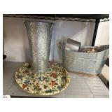 Galvanized Containers with Floral Tray