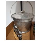 Hammered Metal Ice Bucket with Wine Stoppers