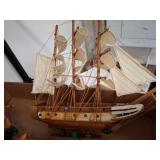Wooden Model Ships and Maritime Artwork Lot